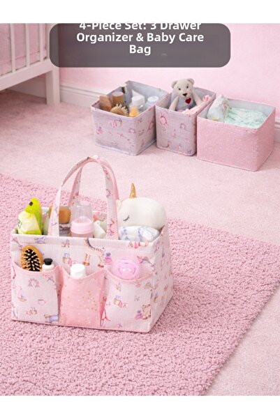 PONÇİK BEBEK Set of 4, 3-Piece Drawer Organizer & Baby Care Travel Bag, Organ...