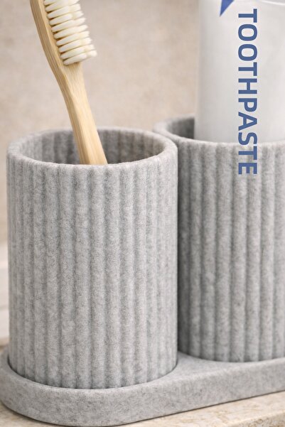 BB Craft Double Marble Patterned Bathroom Organizer – Toothbrush Holder & Cosmetic Organizer (Fixed Base)