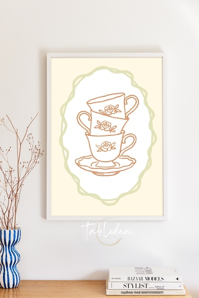 tablodea Masă estetică pentru cafea cu ilustrații cu căni de cafea TD Pintere...