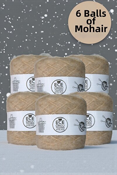 Ece Örgü Tasarım Atölyesi Cafea cu lapte, fir de tricotat moher cu puf vrac (...