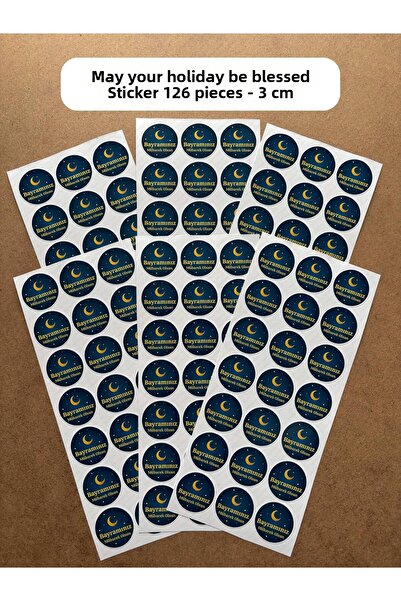hdsticker Happy Eid Sticker 126 Pieces 3 cm Shipping Packaging Label Gift Wra...