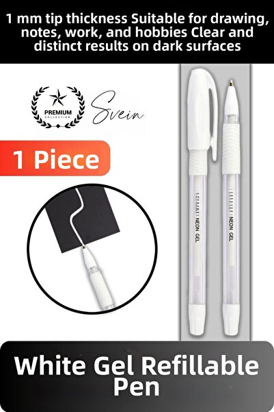 Svein قلم حبر جاف خاص باللون الأبيض مع حبر جل، قلم رسم وكتابة للأعمال، هدية ل...