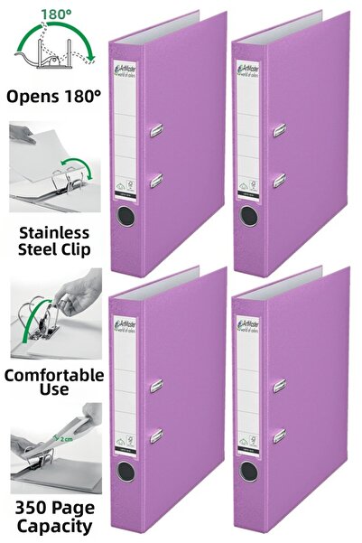 Artmaster Office Folder Lilac Narrow 4 Pieces Plastic Narrow Lilac Folder wit...
