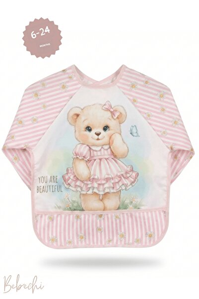 Bebechi مريلة أطفال طويلة الأكمام بنمط الدب، مقاومة للماء، مناسبة للأنشطة وال...