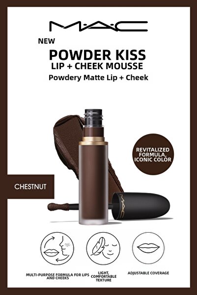 M.A.C Chestnut Powder Matte Lipstick for Lips and Cheeks That Provides a Natu...