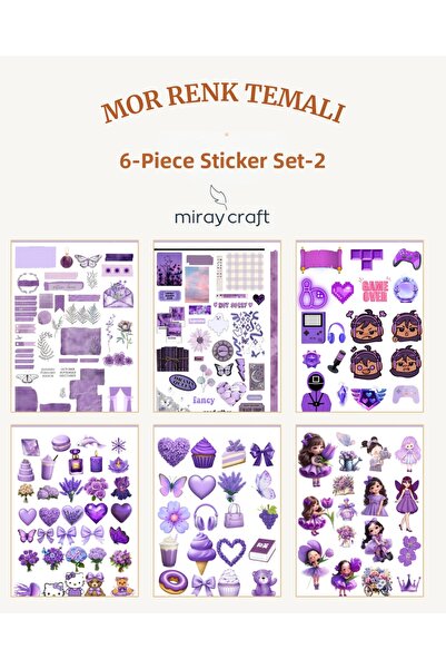 MirayDesign Σετ αυτοκόλλητων με θέμα το μωβ χρώμα, 6 φύλλα (12*17 εκ.)/Για άλ...