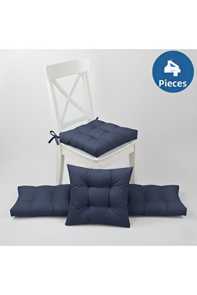 ALTINPAMUK وسادة كرسي بوفيديك زيتية ذهبية مكونة من 4 قطع مع أربطة خياطة خاصة ...