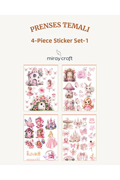 MirayDesign 4 Sheets Princess Themed Sticker Set (12*17 cm)