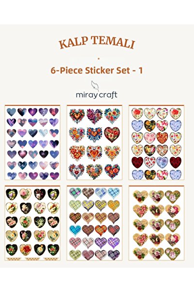MirayDesign Σετ αυτοκόλλητων με θέμα την καρδιά 6 φύλλων (12*17 εκ.)/Για άλμπ...