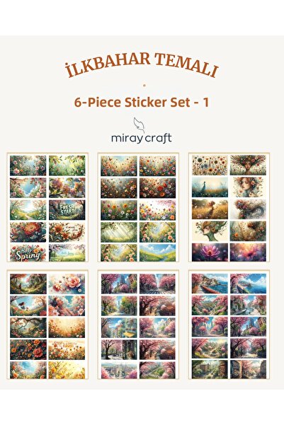 MirayDesign 6 Sheets Spring Themed Sticker Set (12*17 cm)/For Scrapbook, Bull...