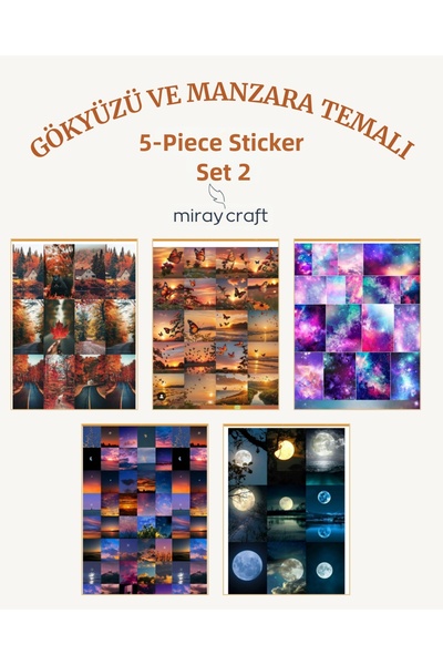 MirayDesign 5 Sheets of Sky and Landscape Themed Sticker Set (12*17 cm)