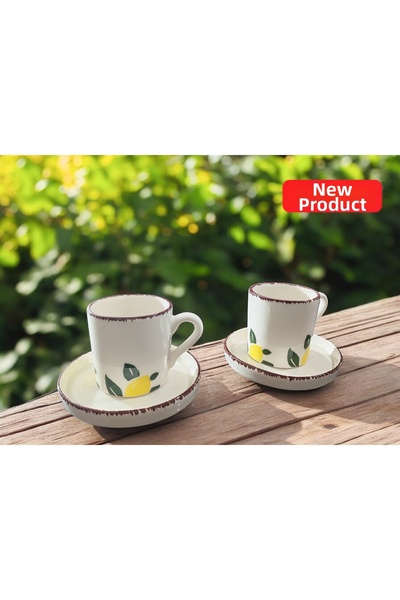 Ganita home فنجان قهوة بالليمون لشخصين حجم مزدوج 100 مل