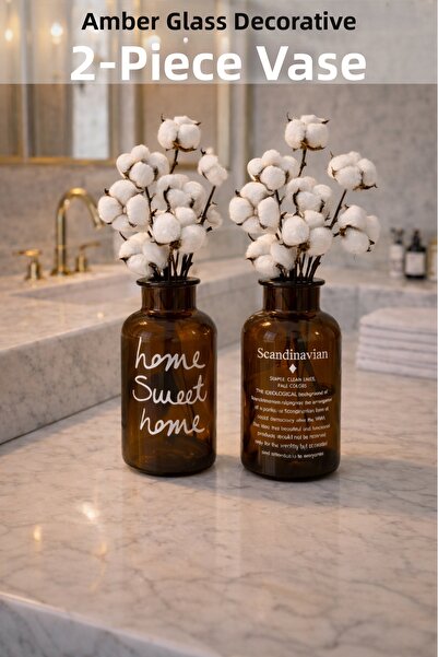 Penthouse 2 τεμάχια διακοσμητικό βάζο από πορτοκαλί γυαλί Scandinavian And Ho...