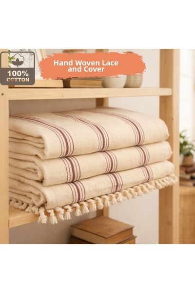 CESSTORE Ces Store Single Person 100% Cotton Handwoven Pique, Natural Texture...