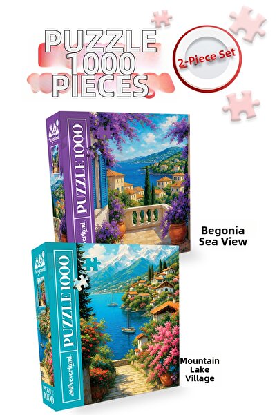Empressco 2 Pieces 1000 Piece Puzzle, Sea and Mountain Landscape Set