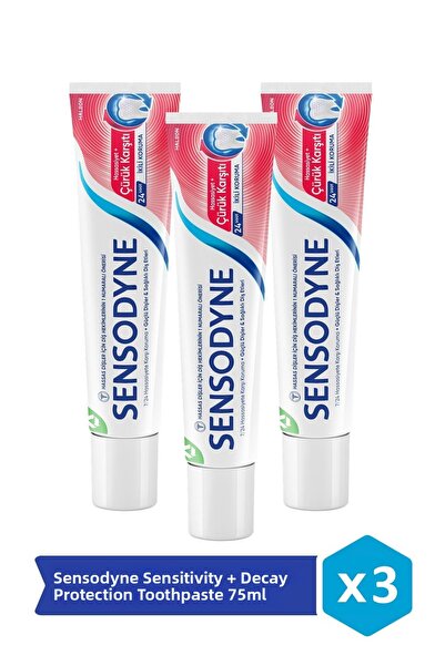 Sensodyne معجون أسنان للحساسية + الحماية من التسوس 75 مل × 3 قطع