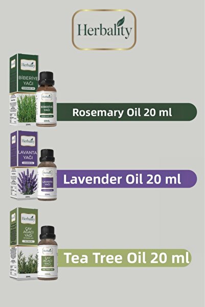 herbalıty مجموعة زيت شجرة اللافندر الروزماري 20 مل