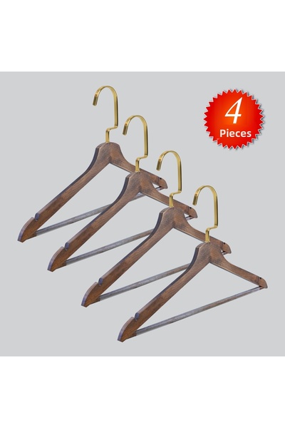 NYN خطاف لاما ذهبي خشبي M002-ÇB (للقمصان، التنانير، الفساتين والبناطيل) 4 قطع