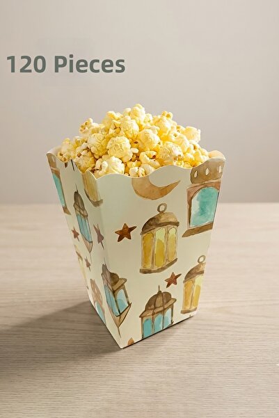 OLİ Art Ramadan Themed Popcorn Box – Cardboard Box with Lantern Pattern – 120...