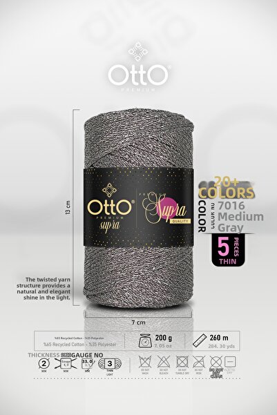 Otto Premium Simli Supra - Μεσαίο Γκρι - Συσκευασία 5 τεμαχίων - 3mm/200gr/26...