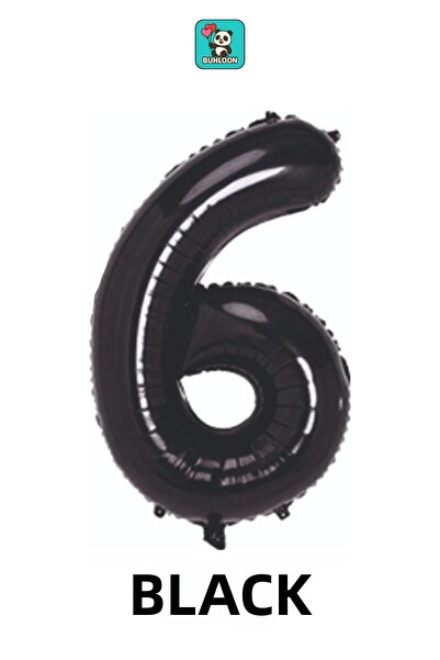 Bunloon Black Color 6 Number Foil Balloon 34 Inches (76 cm)