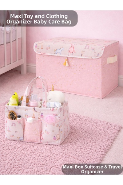 PONÇİK BEBEK حقيبة العناية بالطفل مكونة من قطعتين، منظم للسفر وتغيير الحفاضات...