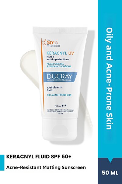 Ducray Keracnyl Uv Fluid Spf 50+ Sunscreen for Oily and Acne-Prone Skin 50 ml