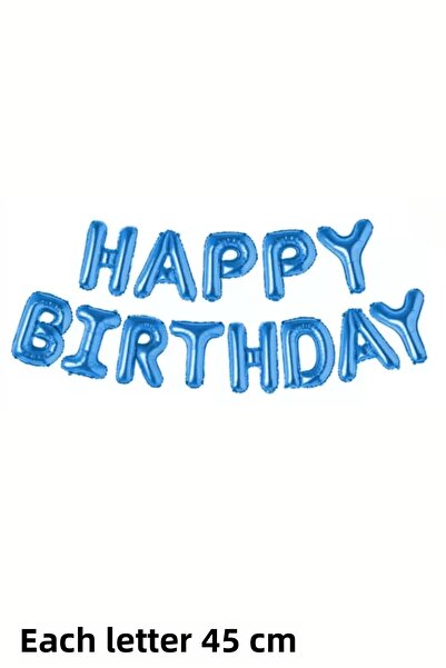 Baloncu Dede Blue Happy Birthday Foil Set Balloon Birthday Helium Birthday Or...