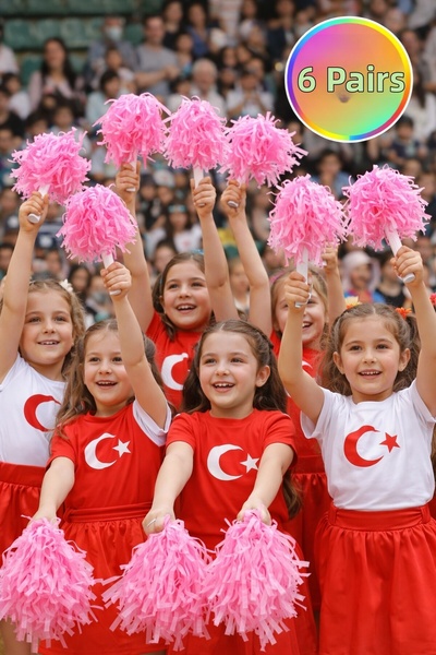 TOYFEST PonPon Ματ Ροζ Μαζορέτα με Ράβδο, Ανθεκτικό και Ελαφρύ Πομπόν για Επε...