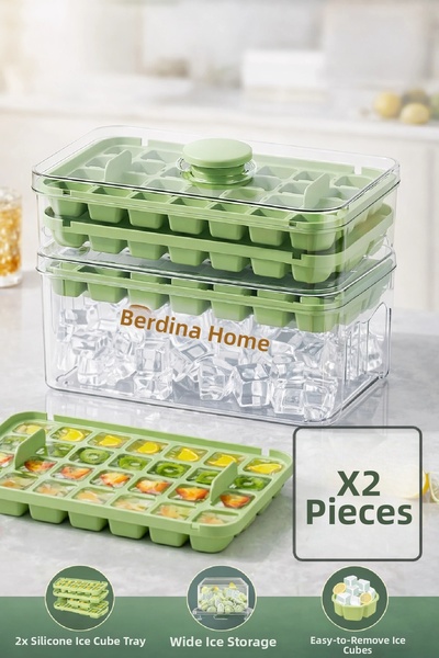 Berdina Home 2-Piece New Generation Pressed Double Ice Mold Ice Box – Ice Cub...