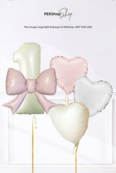 PEKSHOP مجموعة بالونات عيد الميلاد الأول للفتاة ذات العام الواحد بتصميم فيونك...