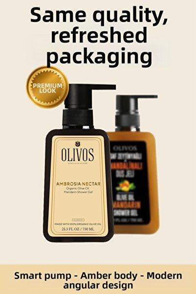 Olivos Natural Olive Oil Mandarin Scented Bath Shower Gel Olive Oil Mandarin Moisturizer 2 PCS 750ML