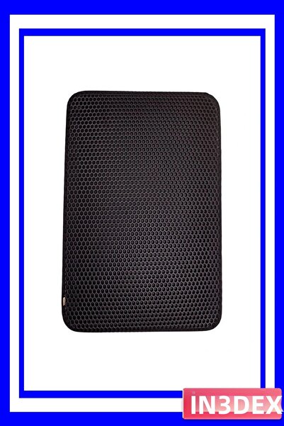 İN3DEX سجادة للقطط بتصميم سداسي لجمع الرمل مقاس 50x75 سم باللون الأسود