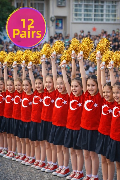 TOYFEST PonPon Μεταλλικά Γυαλιστερά Χρυσά Πομπόν Μαζορέτας με Ράβδο, Ανθεκτικ...