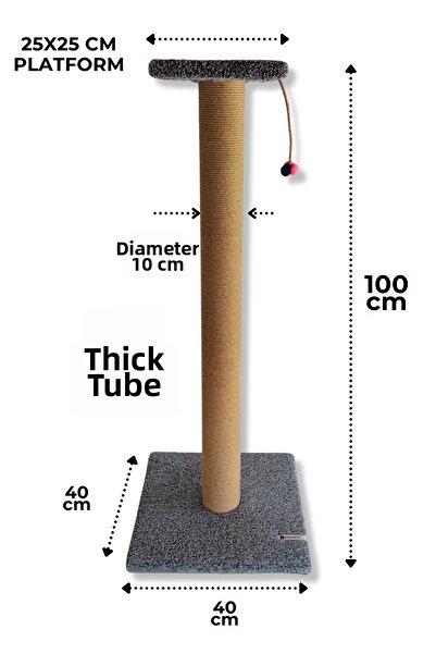 ambarpet Stepli Thick Tubular 100 cm Gray Cat Scratching Board
