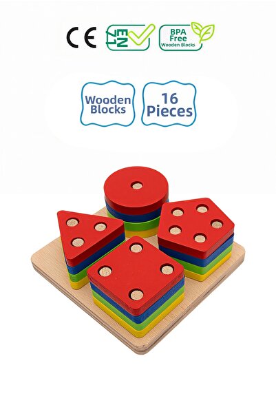 Circle Toys 4-Piece Bultak Wooden Geometric Shapes