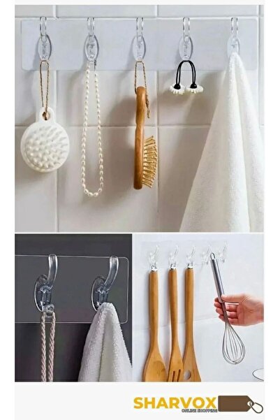 Sharvox Umeraș autoadeziv transparent și rezistent, pachet de 5 – Umeraș pent...