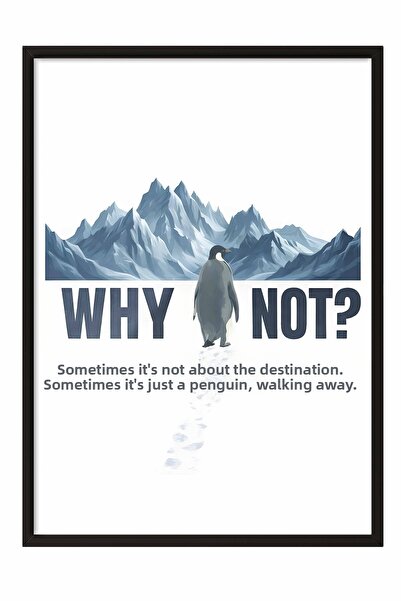 Postifull Nihilistic Penguin Framed Poster, Black Framed Painting, Walking Pe...