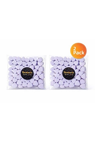 SOO SOAP Mini Heart Soap Set of Two - Handmade with Lavender in Lila Color, D...