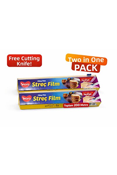viora Stretch Film 100 Meters with 2 Cutting Knives as a Gift