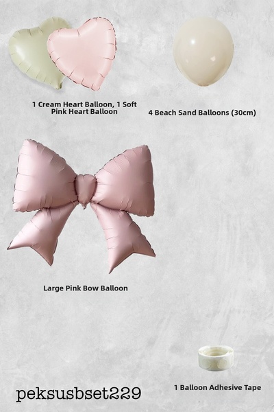 PEKSHOP Pink Bow and Heart Foil Balloons Sea Sand Balloon Set Set229