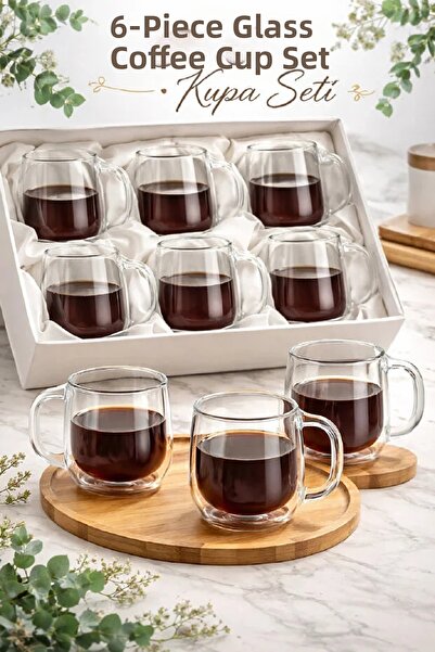 Berdina Home 350 ml 6-Piece Glass Mug with Double Glass and Walls - Home and ...