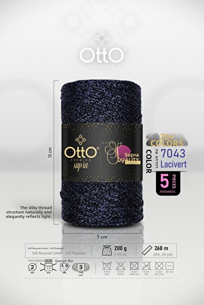 Otto Premium Simli Supra - Albastru închis - Pachet de 5 bucăți - 3mm/200gr/2...