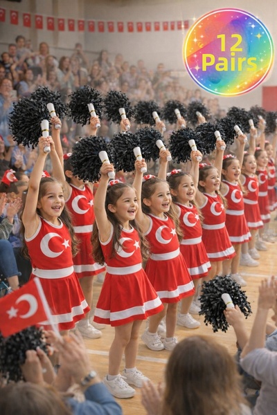 TOYFEST PonPon Mat Черна мажоретна пръчка Издръжлива и лека мажоретна помпона...