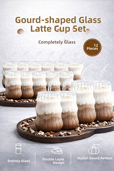 Berdina Home 400ml Scandinavian Twist Coffee Cocktail - 12-Piece Gourd, Latte...