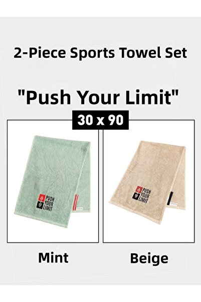 denizlicotton Pachet de 2 prosoape sport brodate din bumbac, absorbante de tr...