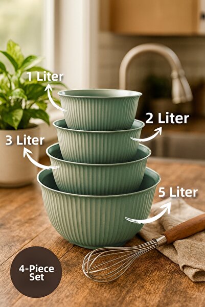 Vienev Комплект от 4 пластмасови купи за смесване и съхранение Mega Size | 1L...