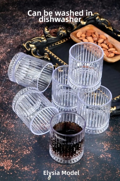 LENDSTAR Set de 6 pahare Elysia Model Mica - Acril cristalin, pahar lateral d...