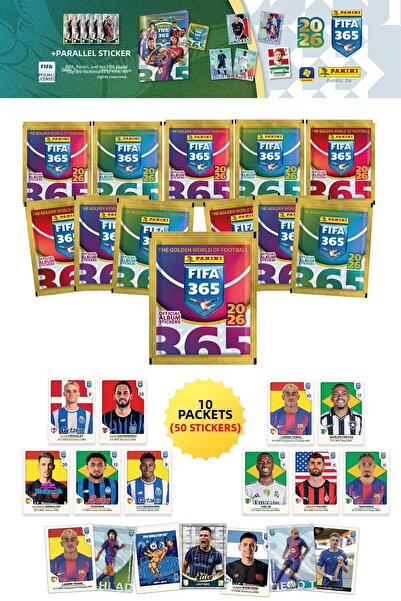 hediyecik بانيني فيفا 365 - مجموعة ملصقات 2026 مكونة من 10 حزم (50 ملصق)