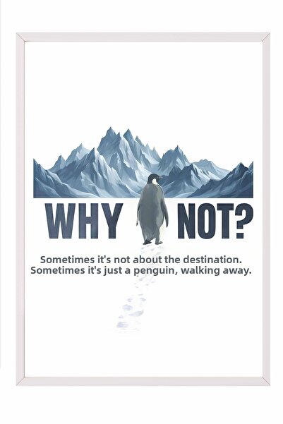 Postifull Nihilistic Penguin Framed Poster, White Framed Painting, Walking Pe...